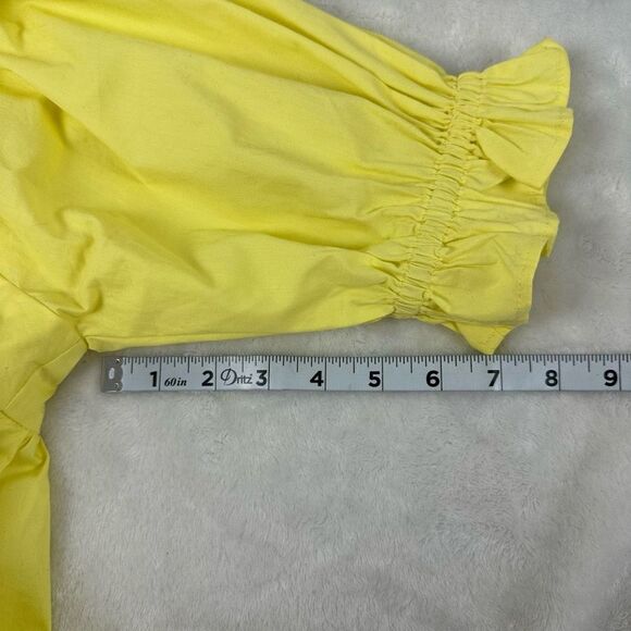 Sugarlips Women's Size M Square Neck Peasant Blouse Bright Yellow Puff Sleeve Ne - Picture 7 of 9